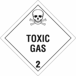 TOXIC GAS Sign, 10.75 " H x 10.75 " W x 0.004 " D, Black on White