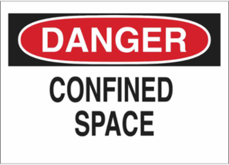 DANGER Confined Space Sign, 10" H x 14" W x 0.06" D, Polystyrene