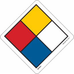 NFPA Diamond, 4" H x 6" W, Black/Blue/Red/Yellow on White, Pack of 100 Labels