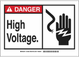 DANGER High Voltage. Sign, 10" H x 14" W x 0.1" D, Fiberglass