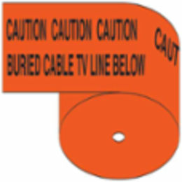 Identoline® Underground Tape Roll - Polyethylene, CAUTION BURIED CABLE TV LINE BELOW, Black on Orange, 6" x 1000'