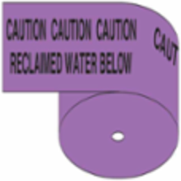 Identoline® Underground Tape Roll - Polyethylene, CAUTION BURIED RECLAIMED WATER LINE BELOW, Black on Purple, 6" x 1000'