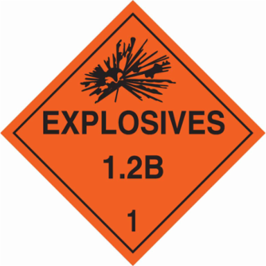 Explosives 12 B 1 Sign, 10.75" H x 10.75" W x 0.1" D, Fiberglass