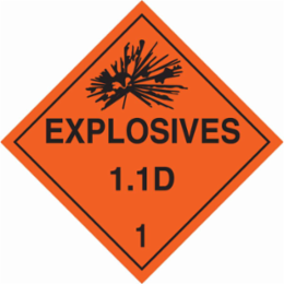 Explosives 11D 1 Sign, 10.75" H x 10.75" W x 0.024" D, Paper