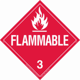 Flammable 3 Sign, 10.75" H x 10.75" W x 0.004" D, Vinyl