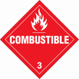 Combustible 3 Sign, 10.75" H x 10.75" W x 0.004" D, Vinyl