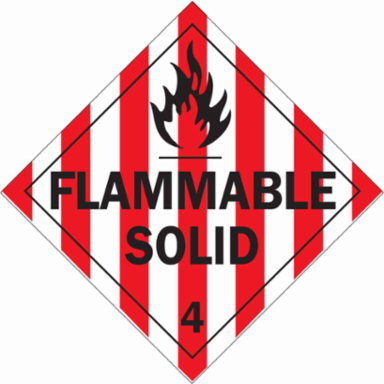 Flammable Solid 4 Sign, 10.75" H x 10.75" W, Vinyl