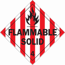 Flammable Solid 4 Sign, 10.75" H x 10.75" W, Vinyl