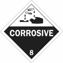 Corrosive 8 Sign, 10.75" H x 10.75" W x 0.004" D, Vinyl