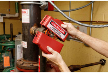 Adjustable Gate Valve Lockout Device, 1 to 6-1/2 Inch Diameter, Polypropylene Construction