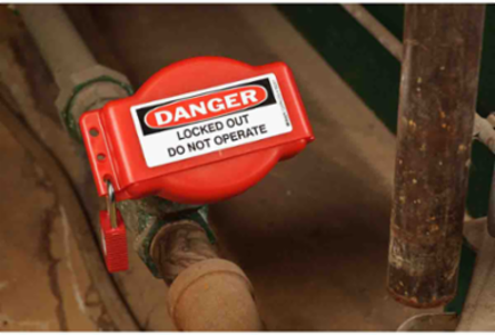 Adjustable Gate Valve Lockout Device, 1 to 6-1/2 Inch Diameter, Polypropylene Construction