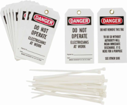 Tags: DANGER: DO NOT OPERATE ELECTRICIANS AT WORK Signed BY: DATE: