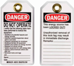 Lockout Tags: DANGER: DO NOT OPERATE, I certify that the following tasks have been performed