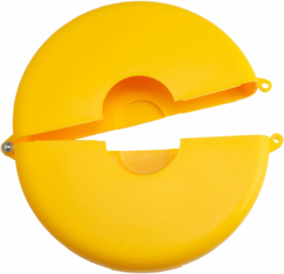 Gate Valve Lockout Device 13.96 Inch Diameter, Hinged, Polypropylene, Yellow