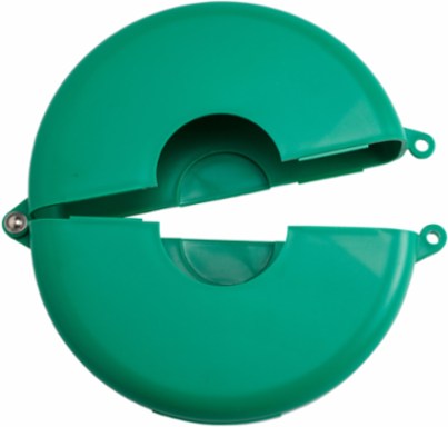 Gate Valve Lockout Device, 10.52 Inch Diameter, Hinged, Polypropylene, OSHA Compliant