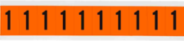 Outdoor Utility Pressure Sensitive Vinyl Number Labels - 1" H, Black on Orange, 1