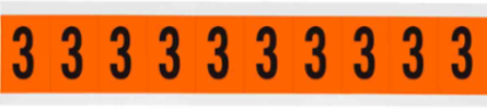 Outdoor Utility Pressure Sensitive Vinyl Number Labels - 1" H, Black on Orange, 3