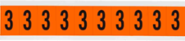 Outdoor Utility Pressure Sensitive Vinyl Number Labels - 1" H, Black on Orange, 3