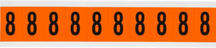 Outdoor Utility Pressure Sensitive Vinyl Number Labels - 1" H, Black on Orange, 8