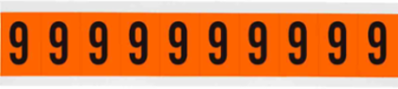 Outdoor Utility Pressure Sensitive Vinyl Number Labels - 1" H, Black on Orange, 9