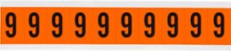 Outdoor Utility Pressure Sensitive Vinyl Number Labels - 1" H, Black on Orange, 9