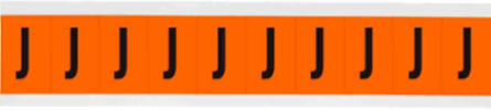 Outdoor Utility Pressure Sensitive Vinyl Letter Labels - 1" H, Black on Orange, J