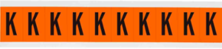 Outdoor Utility Pressure Sensitive Vinyl Letter Labels - 1" H, Black on Orange, K