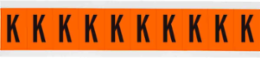 Outdoor Utility Pressure Sensitive Vinyl Letter Labels - 1" H, Black on Orange, K