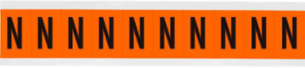 Outdoor Utility Pressure Sensitive Vinyl Letter Labels - 1" H, Black on Orange, N