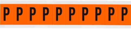 Outdoor Utility Pressure Sensitive Vinyl Letter Labels - 1" H, Black on Orange, P
