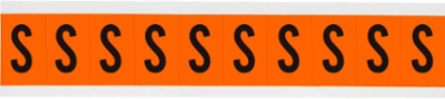 Outdoor Utility Pressure Sensitive Vinyl Letter Labels - 1" H, Black on Orange, S
