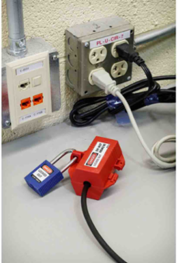 Electrical Plug Lockout Device, Accommodates Up to 1.7 Inch Diameter Plugs, Polypropylene