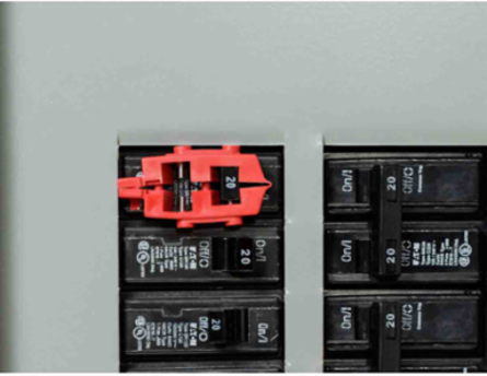 120V Snap-On Breaker Lockouts, 6-Pack, Nylon, 30.23 mm Width, Red