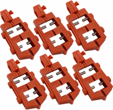 120V Snap-On Breaker Lockouts, 6-Pack, Nylon, 30.23 mm Width, Red