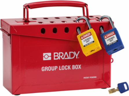 Portable Lock Box - Heavy-Duty Steel, 6 in H x 9 in W x 3.5 in D, Stores 40 Padlocks