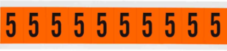 Outdoor Utility Pressure Sensitive Vinyl Number Labels - 2" H, Black on Orange, 5