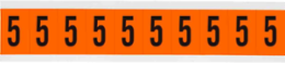Outdoor Utility Pressure Sensitive Vinyl Number Labels - 2" H, Black on Orange, 5