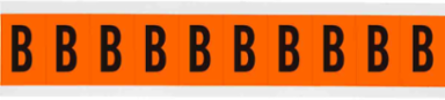 Outdoor Utility Pressure Sensitive Vinyl Letter Labels - 2" H, Black on Orange, B