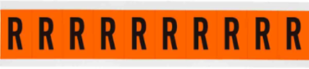 Outdoor Utility Pressure Sensitive Vinyl Letter Labels - 2" H, Black on Orange, R