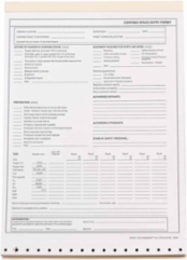 Confined Space Entry Permit - 2-Ply Carbonless, Pack of 25 Each
