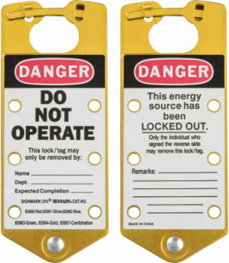 Labeled Group Lockout Hasps, Gold, Pack /5