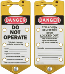 Labeled Group Lockout Hasps, Gold, Pack /5
