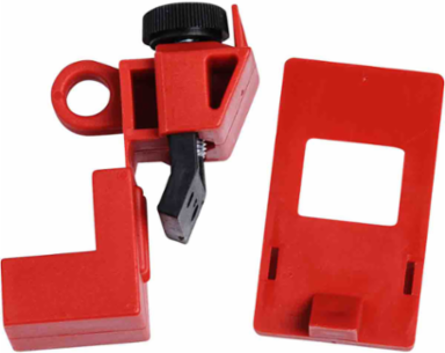 Clamp-On Breaker Lockout Device 0.95 Inch Width, 2.205 Inch Height, Red