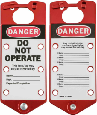 Labeled Group Lockout Hasps, Red, Pack /5