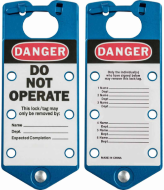 Labeled Group Lockout Hasps, Blue, Pack /5