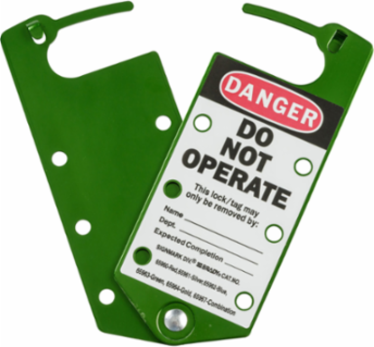 Labeled Group Lockout Hasps, Green, Pack /5