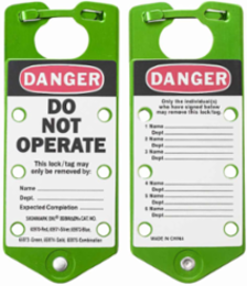 Labeled Group Lockout Hasps, Green, Pack /5