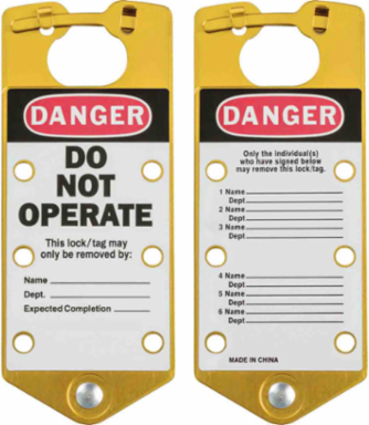 Labeled Group Lockout Hasps, Gold, Pack /5