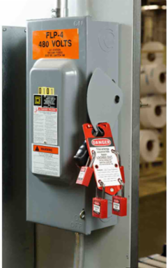 Labeled Group Lockout Hasp, Aluminum, 7.512 Inch Height, 3 Inch Width, 6 Padlocks