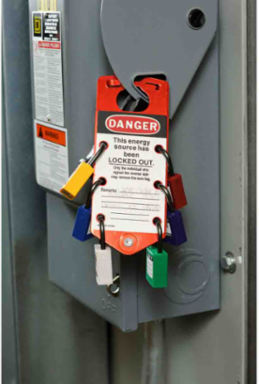Labeled Group Lockout Hasp, Aluminum, 7.512 Inch Height, 3 Inch Width, 6 Padlocks
